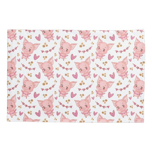 Kute varkenspatroon met hart kussensloop (Achterkant)