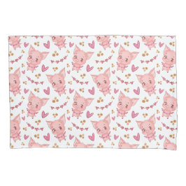 Kute varkenspatroon met hart kussensloop