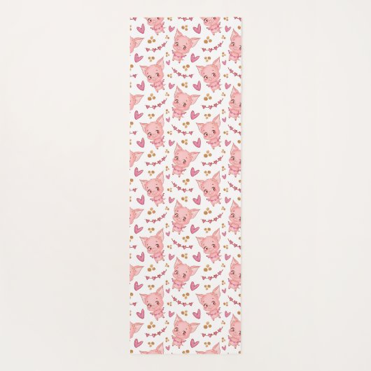 Kute varkenspatroon met hart yogamat (Achterkant)