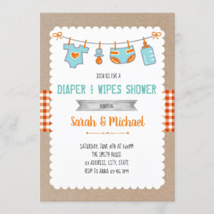 Kute veeg diaper party-uitnodiging kaart
