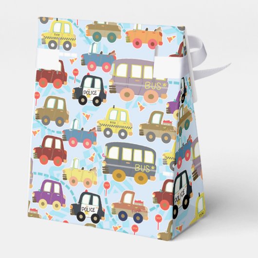 Kute Vehicles Blue Favor Box Bedankdoosjes (Achterkant)