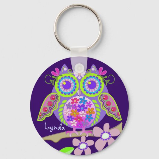 Kute ventilator Power Owl met Name sleutelhanger (Voorkant)