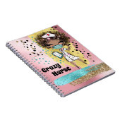 Kute verpleegkundige met maskervergif glitter roze notitieboek (Rechterzijde)