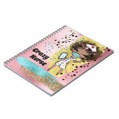 Kute verpleegkundige met maskervergif glitter roze notitieboek (Linkerzijde)