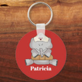 Kute verpleegkundige olifant voegt naam sleutelhan sleutelhanger (Voorkant)
