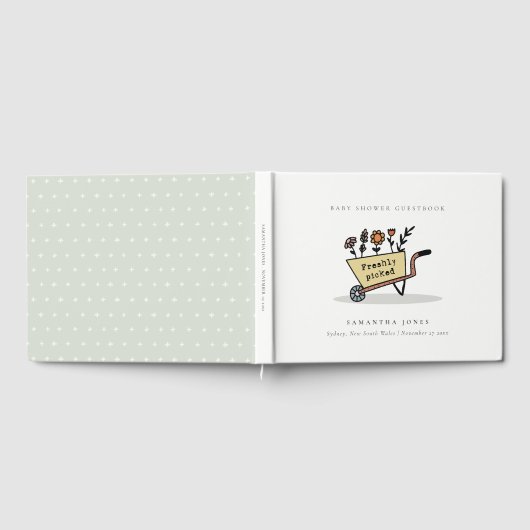 Kute vers geïmpliceerd geel Baby shower met karton Gastenboek (Volledig)