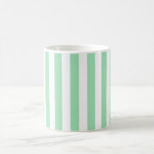Kute verticale strepen Mint Green White Striped Koffiemok (Center)