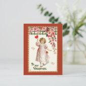 Kute Victoriaans Child Valentijn Feestdagenkaart (Staand voorkant)