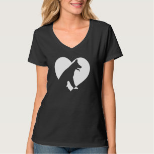 Kute Vintage die houdt van Dogs Black Dog White He T-shirt