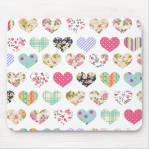 Kute Vintage Floral Hearts Quilt Pattern Muismat