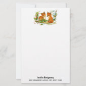 Kute Vintage Foxes Retro Kerstmis Scene (Voorkant)