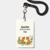 Kute Vintage Foxes Retro Kerstmis Scene Badge (Voorzijde met lanyard)