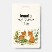 Kute Vintage Foxes Retro Kerstmis Scene Badge (Achterkant)