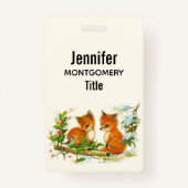 Kute Vintage Foxes Retro Kerstmis Scene Badge (Voorkant)