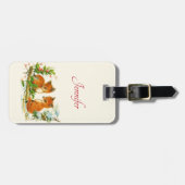 Kute Vintage Foxes Retro Kerstmis Scene Bagagelabel (Voorkant horizontaal)