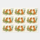 Kute Vintage Foxes Retro Kerstmis Scene Inpakpapier Vel (Voorkant)
