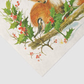 Kute Vintage Foxes Retro Kerstmis Scene Tissuepapier (Detail)