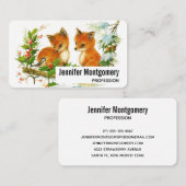 Kute Vintage Foxes Retro Kerstmis Scene Visitekaartje (Voorkant / Achterkant)