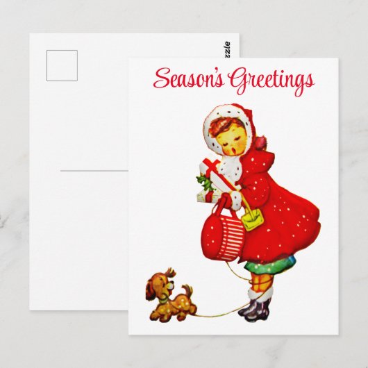 Kute Vintage kerstseizoenen groet Briefkaart (Voorkant / Achterkant)