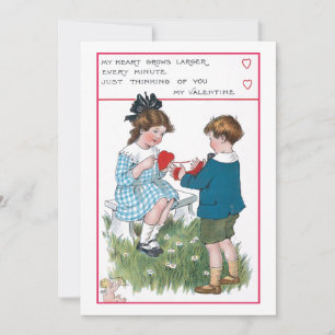 Kute Vintage kinderen met Valentijn Cupid Feestdagenkaart