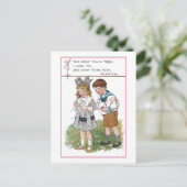 Kute Vintage Kinderen met Valentijn Greet Feestdagenkaart (Staand voorkant)