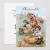 Kute Vintage Kinderschoenen met pompoenen Feestdagenkaart (Voorkant / Achterkant)