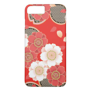 Kute Vintage Retro Floral Red White Vector Case-Mate iPhone Case