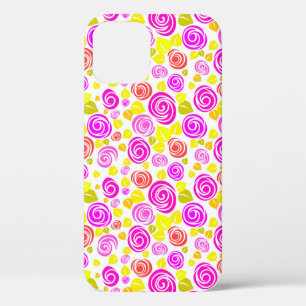 Kute violet gele rozen patronen Case-Mate iPhone case