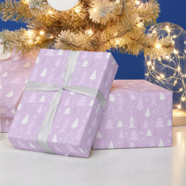 Kute Violet kerstbomen met kerstinpakken papier