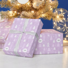 Kute violette kerstbomen Aangepast Cadeaupapier