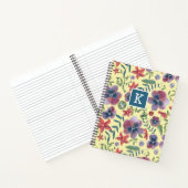 Kute violetten op geel alover print monogram notitieboek (Binnen)