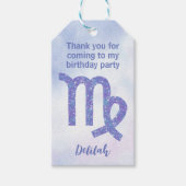 Kute virgo Custom Paars Astrology Birthday Party Cadeaulabel (Voorkant)