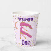 Kute virgo First Birthday & Gold Confetti Papieren Bekers (Achterkant)