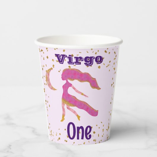 Kute virgo First Birthday & Gold Confetti Papieren Bekers (Achterkant)