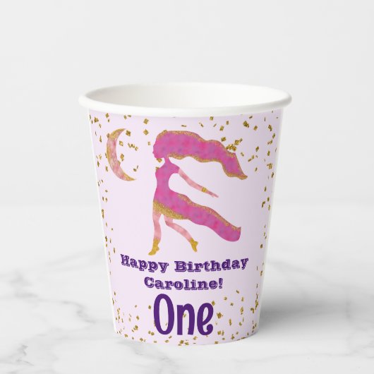 Kute virgo First Birthday & Gold Confetti Papieren Bekers (Voorkant)