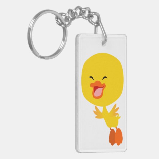 Kute vliegende Cartoon Ducking Acrylische Sleutelh Sleutelhanger (Voorkant Links)