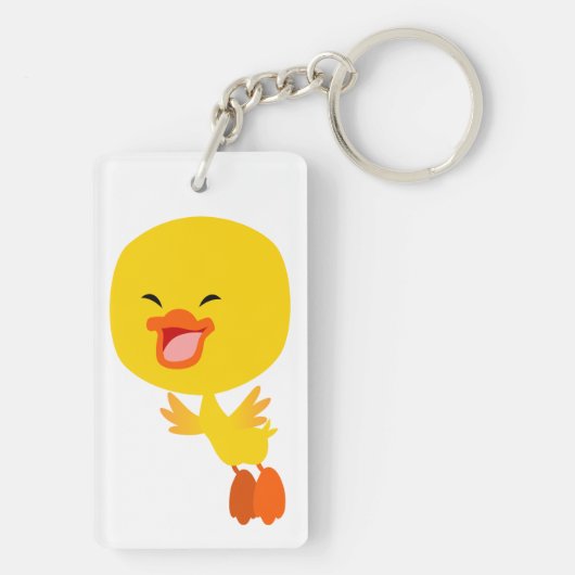 Kute vliegende Cartoon Ducking Acrylische Sleutelh Sleutelhanger (achterkant)