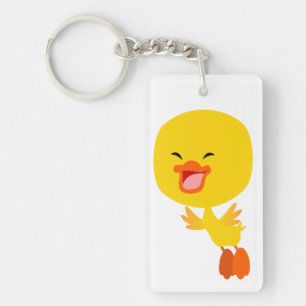 Kute vliegende Cartoon Ducking Acrylische Sleutelh Sleutelhanger
