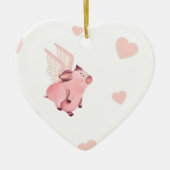 Kute vliegende roze pig met vleugels keramisch ornament (Voorkant)