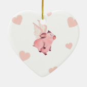 Kute vliegende roze pig met vleugels keramisch ornament (Achterkant)