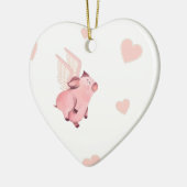 Kute vliegende roze pig met vleugels keramisch ornament (Links)