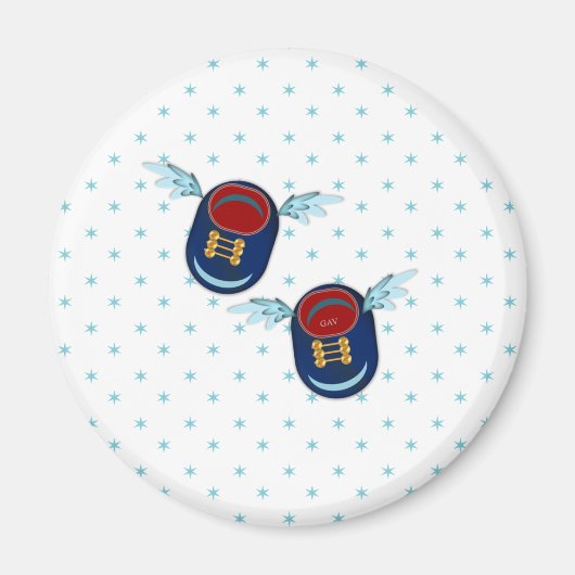 Kute vliegende scharnierende schoenen in blauw en magneet (Voorkant)