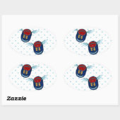 Kute vliegende scharnierende schoenen in blauw en  ovale sticker (Vel)