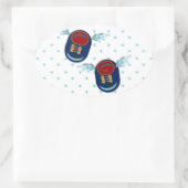 Kute vliegende scharnierende schoenen in blauw en  ovale sticker (Tas)