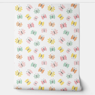 Kute vlinders in pastelkleuren behang