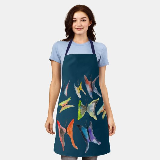 Kute vlinders waterverf schort (Gedragen)