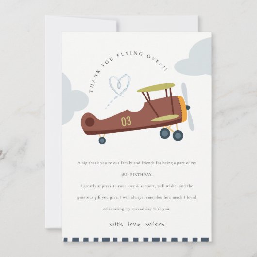 Kute vlucht boven vliegtuig Cloud Blue Heart Birth Bedankkaart (Voorkant)