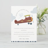 Kute vlucht boven vliegtuig Cloud Blue Heart Birth Bedankkaart (Staand voorkant)