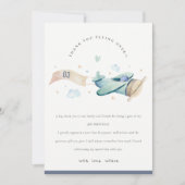 Kute vlucht boven vliegtuig Cloud Blue Heart Birth Bedankkaart (Voorkant)