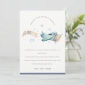 Kute vlucht boven vliegtuig Cloud Blue Heart Birth Bedankkaart (Staand voorkant)